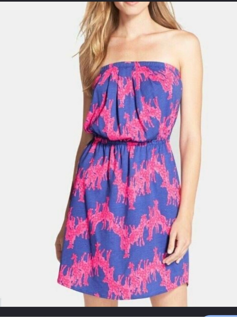 Lilly Pulitzer Windsor Strapless Dress XS Giraffe Print 100% Prima Cotton